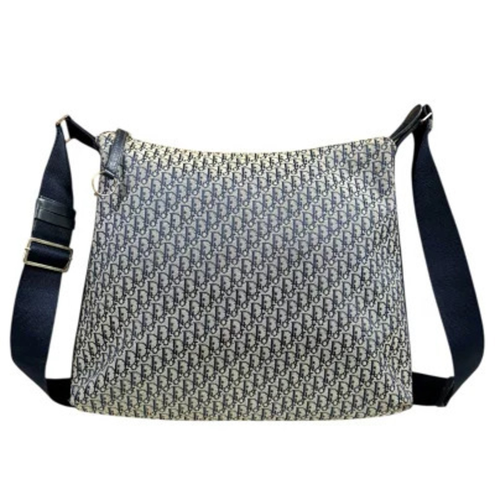 Christian Dior Trotter Shoulder Bag Canvas Navy Blue